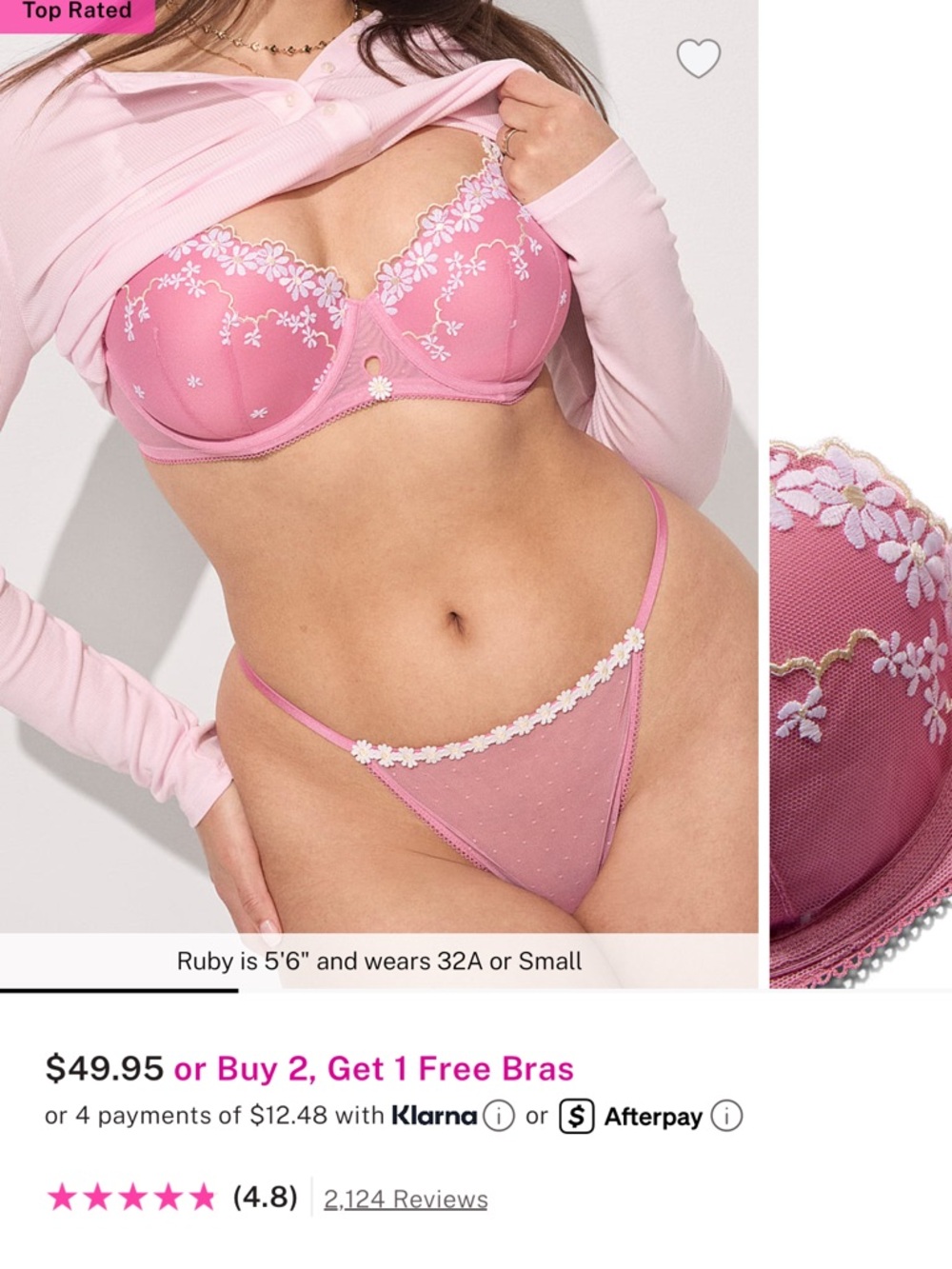 PINK Victoria's Secret Pink Floral Embroidered Underwire Bra